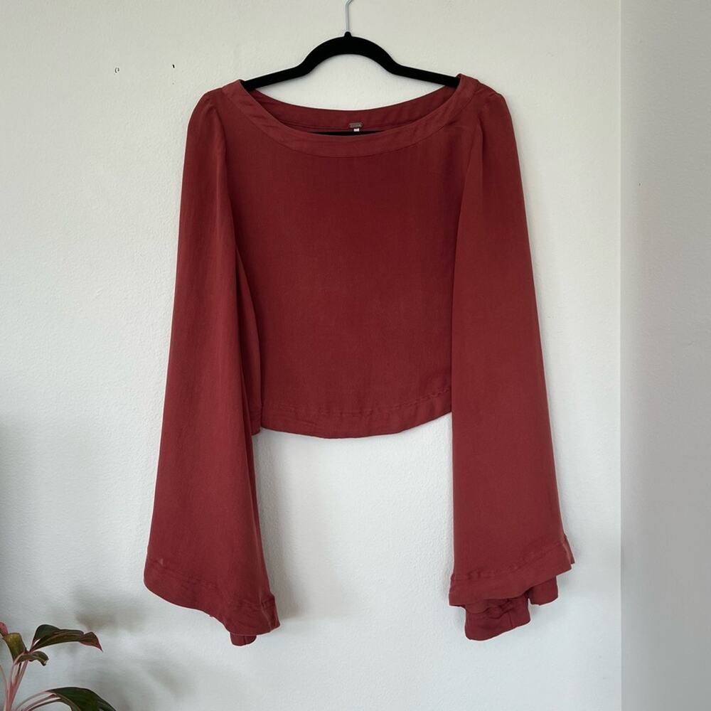 Free People Stars Aligned Bell Sleeve Top in Clay Red